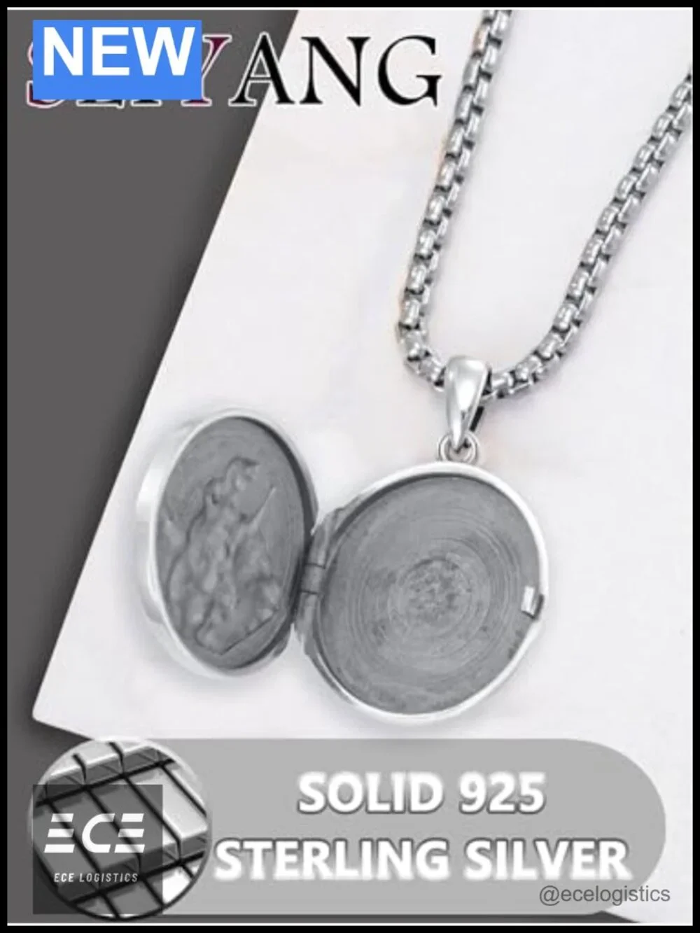 Sterling Silver Saint Francis Locket Necklace 22in Rolo Chain Gift Box